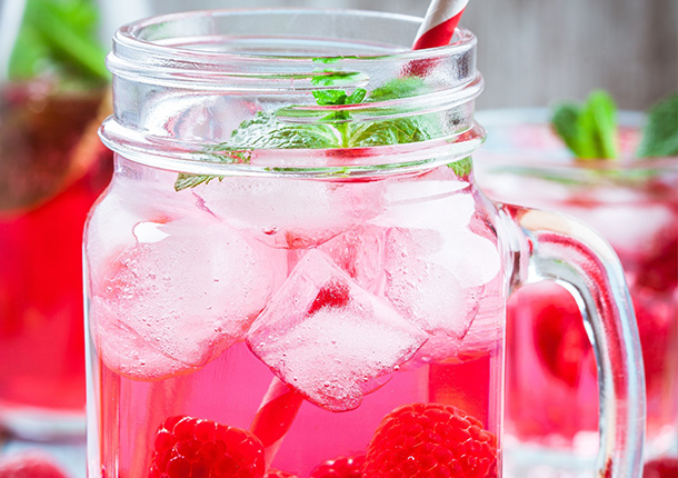 Raspberries soup with Fruit Garden